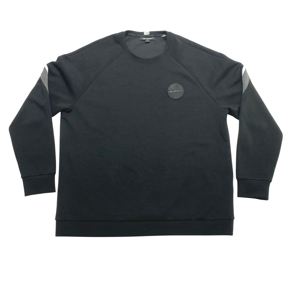 Karl Lagerfeld Paris Sweatshirt Mens XL Black Raglan Sleeve Circle Logo Pullover